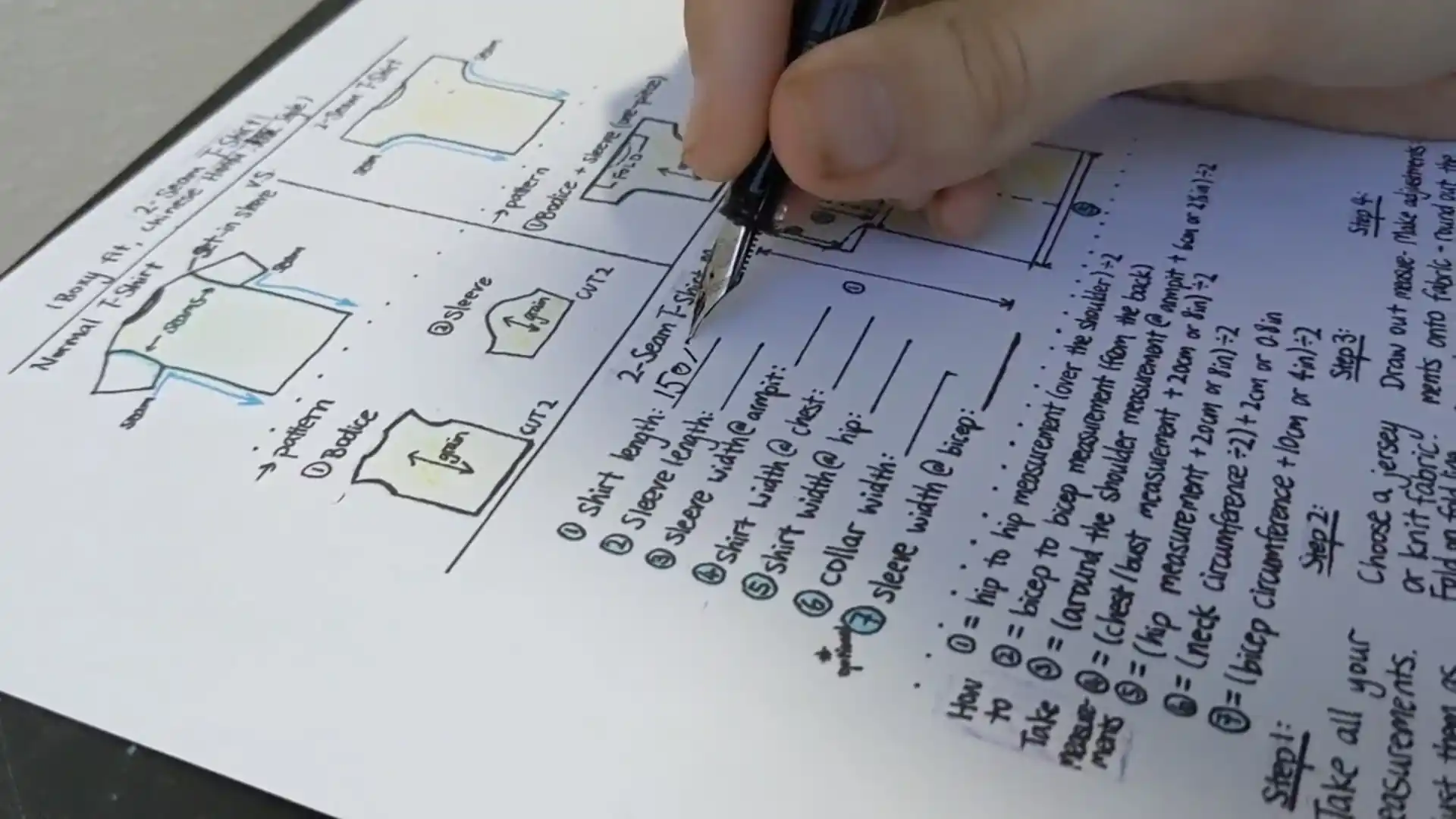 write measurements down on printout guide or a piece of paper