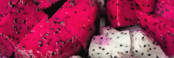 red dragon fruit and white dragon fruit closeup